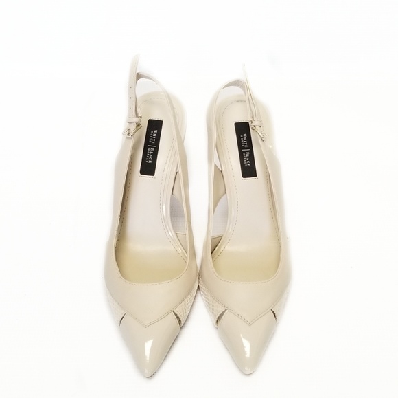 White House Black Market WHBM Cream Pointed Toe Slingbacks Heels Womens Size 9 - Picture 6 of 8